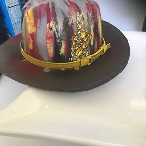Colorful Fedora Hat with Jewel Accent